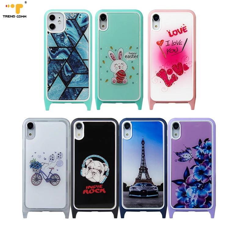 

Luxury Electroplating PC TPU Phone Case With Two Bottom Eyelets For iPhone 11