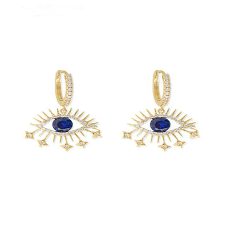 

Aimgal Jewelry- Fast delivery 925 sterling silver artificial gemstone fashion long devil eye earrings for women