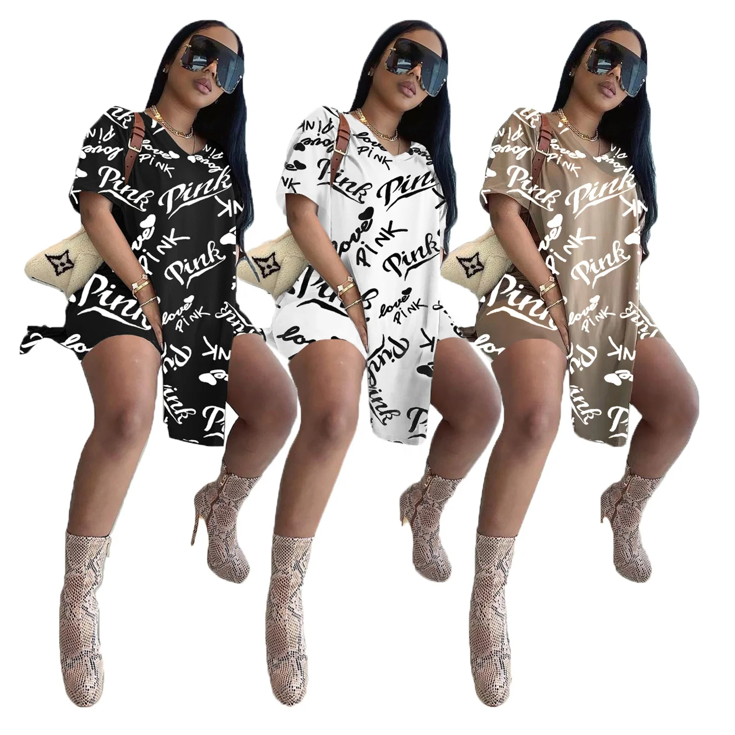 

MT39-205 Women's fashion casual printed short-sleeved shorts sportswear two-piece suit women clothing sets