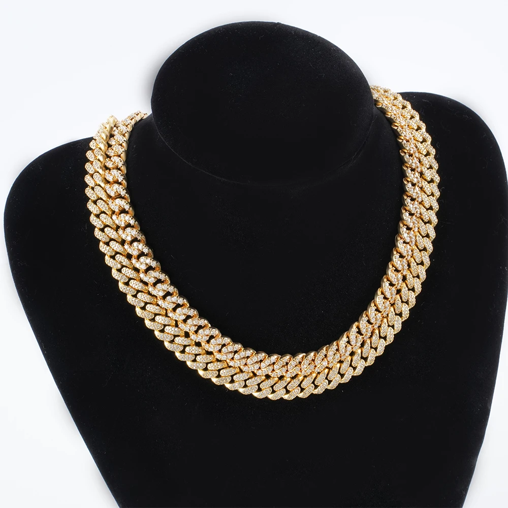 

12mm 18k Gold Diamond Cuban Link Chain Iced Women Anklet Bracelet Necklace Wholesale