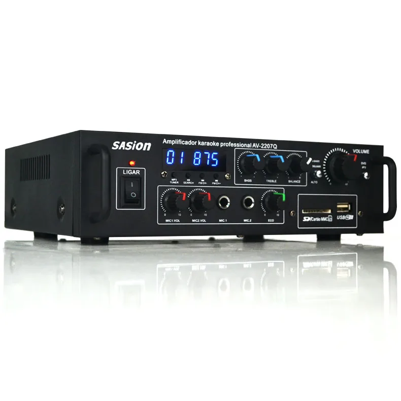 

AV-2207Q new products equalizer Remote Control de sonido mini audio class d digital amplifier, Black