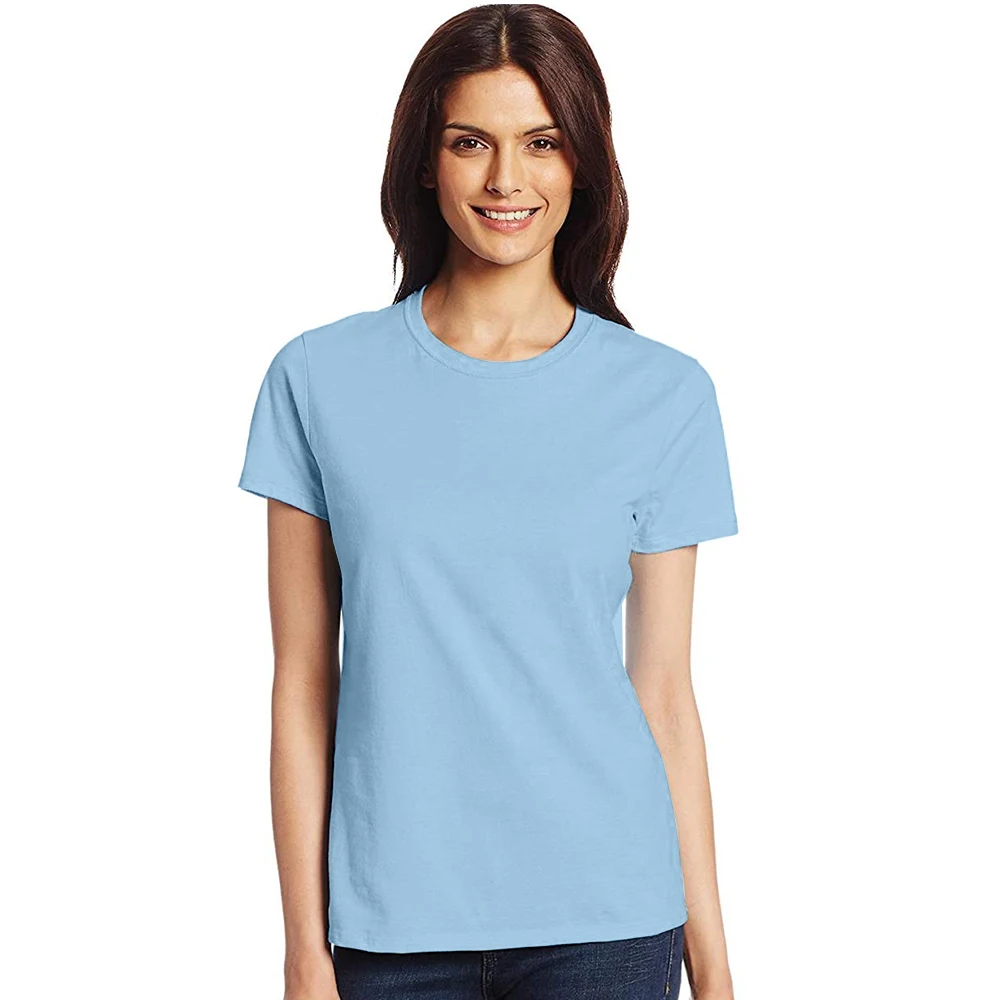 

Custom Cotton Plain Dyed Tee Shirts Solid Fashion Women T-Shirts