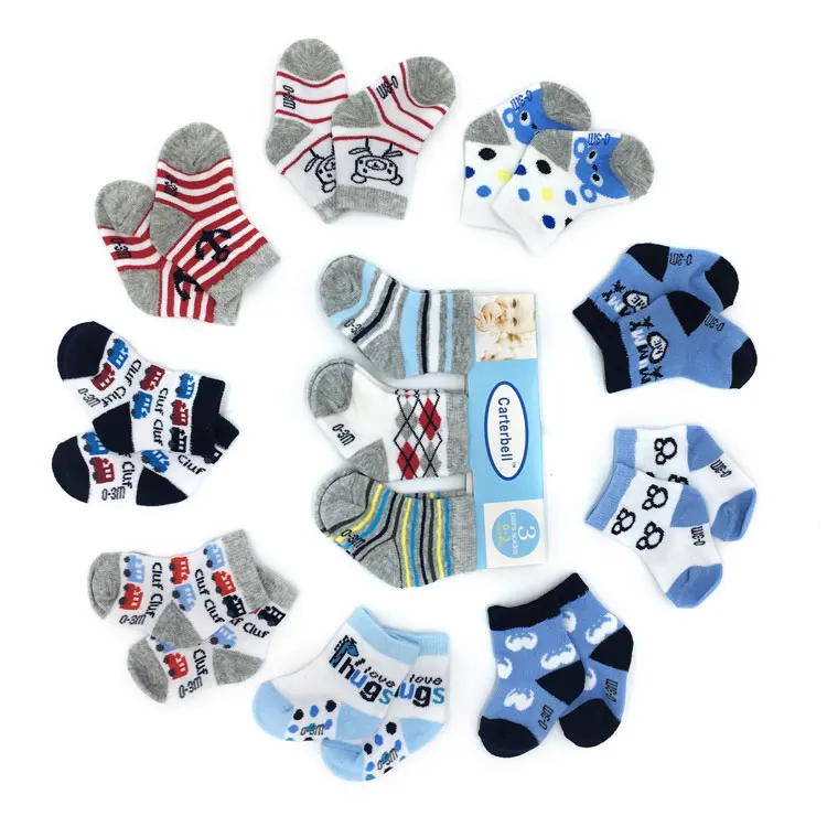 

New Design Cotton Fabric Socks Cartoon Printed Anti-slip Baby Sock, Mixed colors