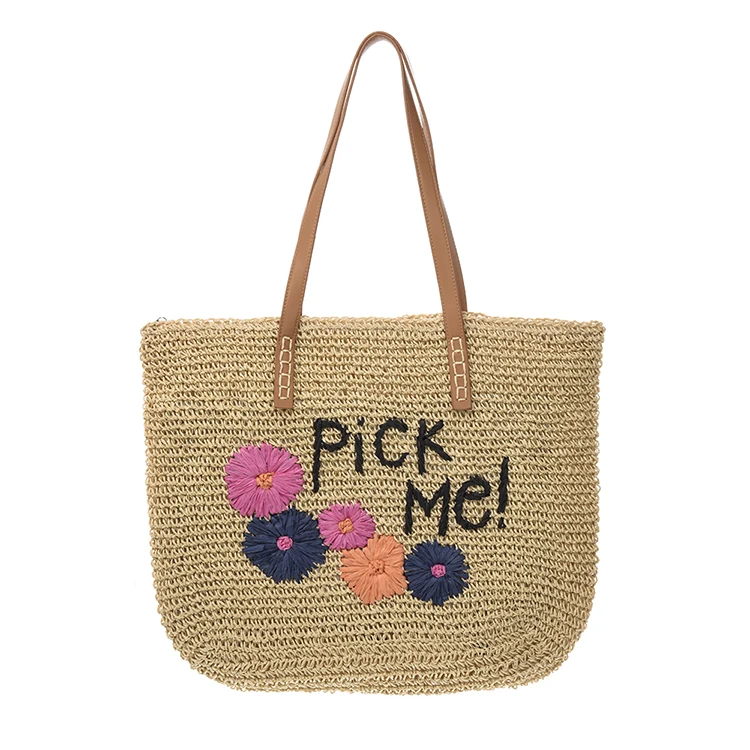 

Wholesale Woman Summer Beach Straw Handbags For Women,Straw Tote Bag,Embroidered Straw Bag, Accept customized