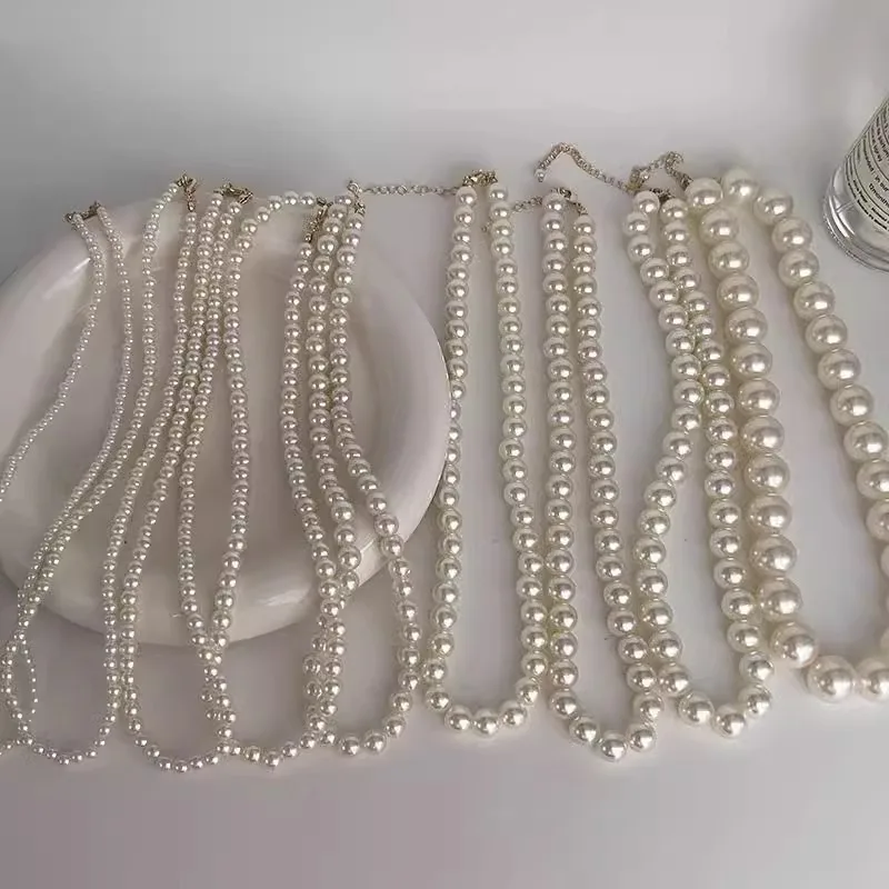 

Wholesale 6/7/8/9/12/14mm Elegant Pearl Chain Necklace Jewelry Freshwater Pearl Choker Pendant Vintage Necklace for women