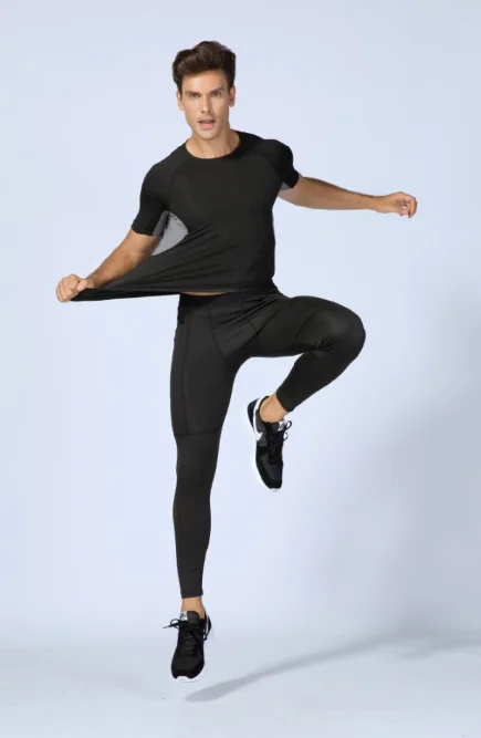 定制黑色运动服空白运动服跑步健身房穿男士尼龙运动服