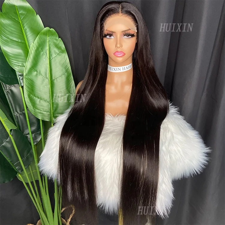 

Wholesale Brazilian Indian Remy Virgin Raw Cuticle Aligned Human Hair 40 inch straight 180% 5x5 transparent lace closure wig