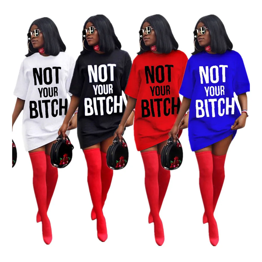 

FA8084 women fashion short sleeve letter print t shirt dresses