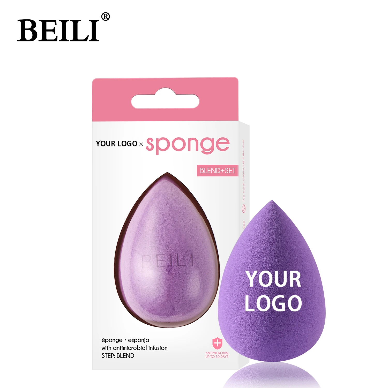 

BEILI Best Selling Beauty Sponge Blender Private label Multi Color Custom Latex Free Makeup Sponge