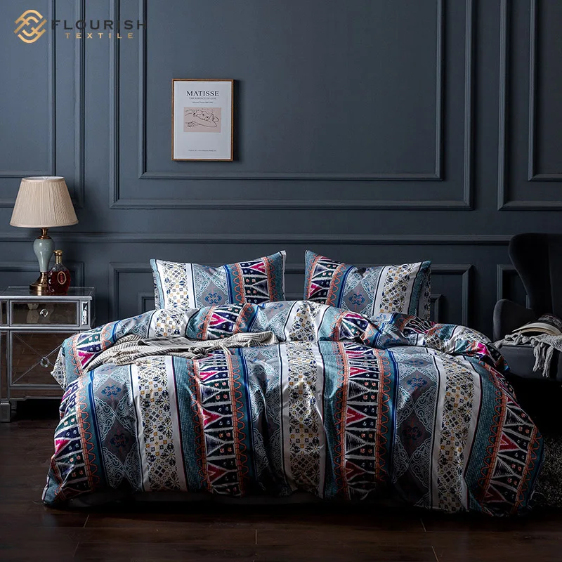 Image of Flourish OEM ODM High-Quality King Size Polyester Fabric bedding Bedding Set Duvet Cover bedding sheet