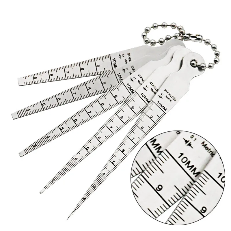 Co-link 5pcs Stainless steel 1-10mm Taper Gauge Aperture Scale Wedge Feeler Gauge Aperture Scale Hole Inspection Measuring Ruler