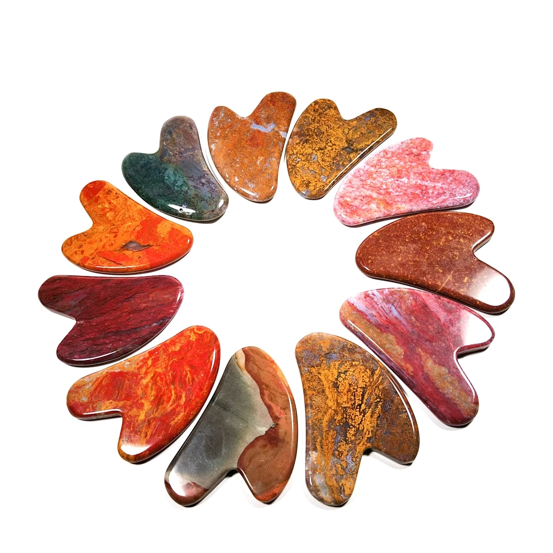 

100% natural stone body mookaite jasper guasha board plate for back heart scraping massager