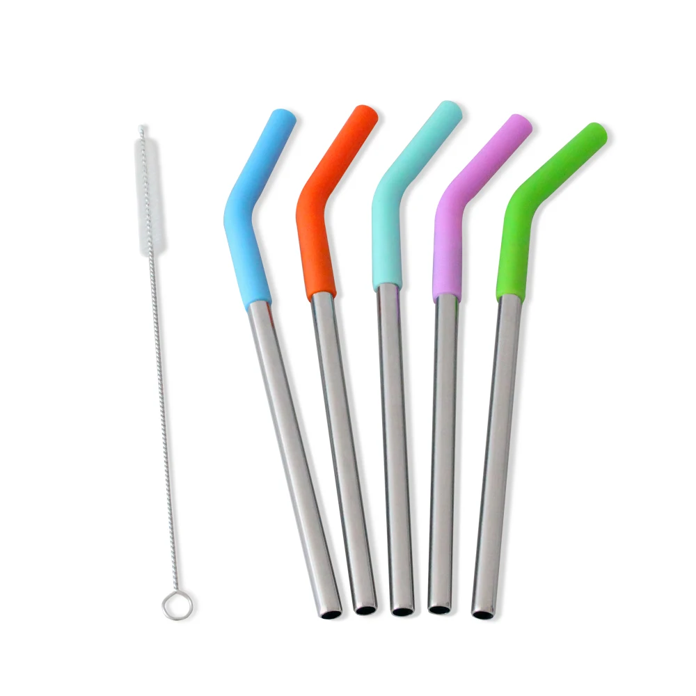 

Set of 4 pcs BPA free portable 304 bar stainless steel drinking straw silicone tips with brush for 20oz tumbler reusable, Options