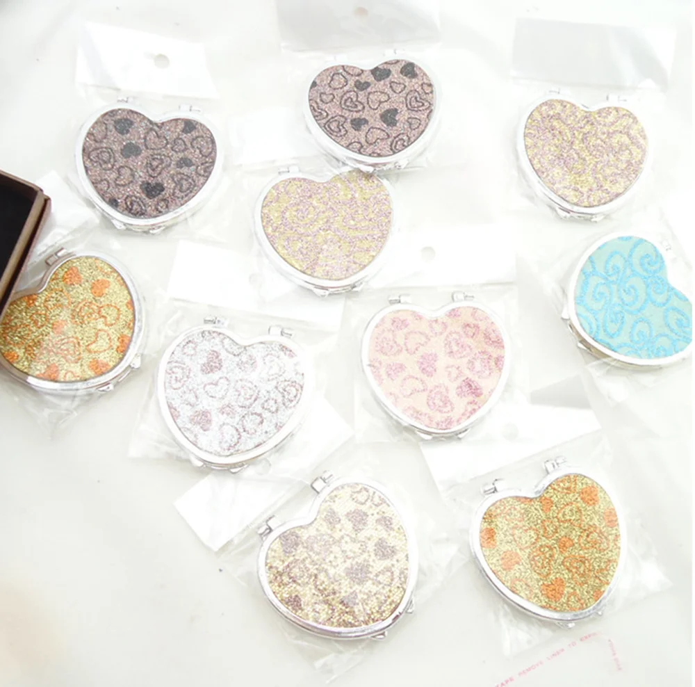 

wholesale heart shaped cheap makeup pocket mirror hand mirror for ladies cute souvenir gifts, Customized colors
