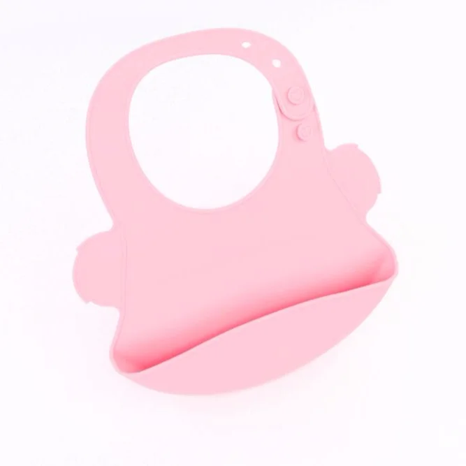 

Non-toxic Silicone Food Bib Easily Clean Comfortable Soft Waterproof Feeding Baby Bib for Kids Safety Products, Pink