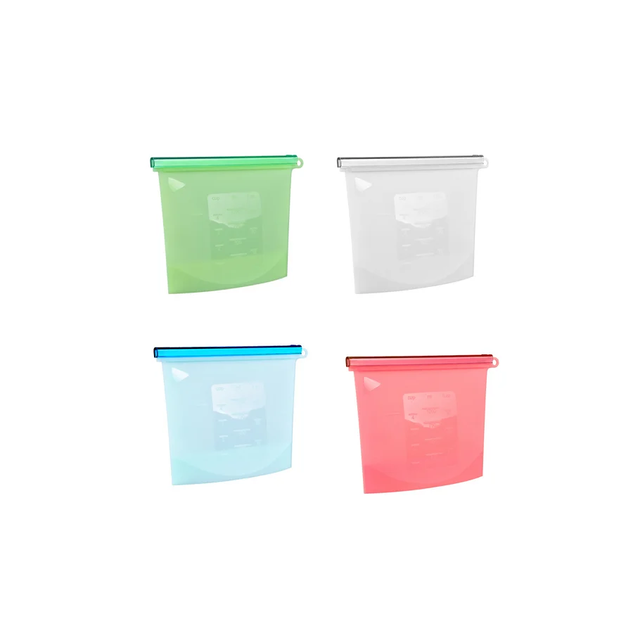 

03 Custom Home Kitchen Reusable Transparent Kitchen Zipper Foldable Silicone Food Grade Pouch Storage Bag