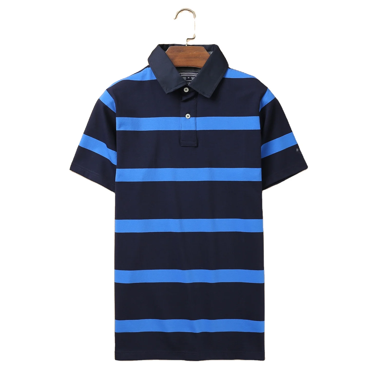 

High Quality 2021 new style fashion men shirts Turn-down Collar Wide striped casual mens cotton 100% camisa polo shirts t-shirt