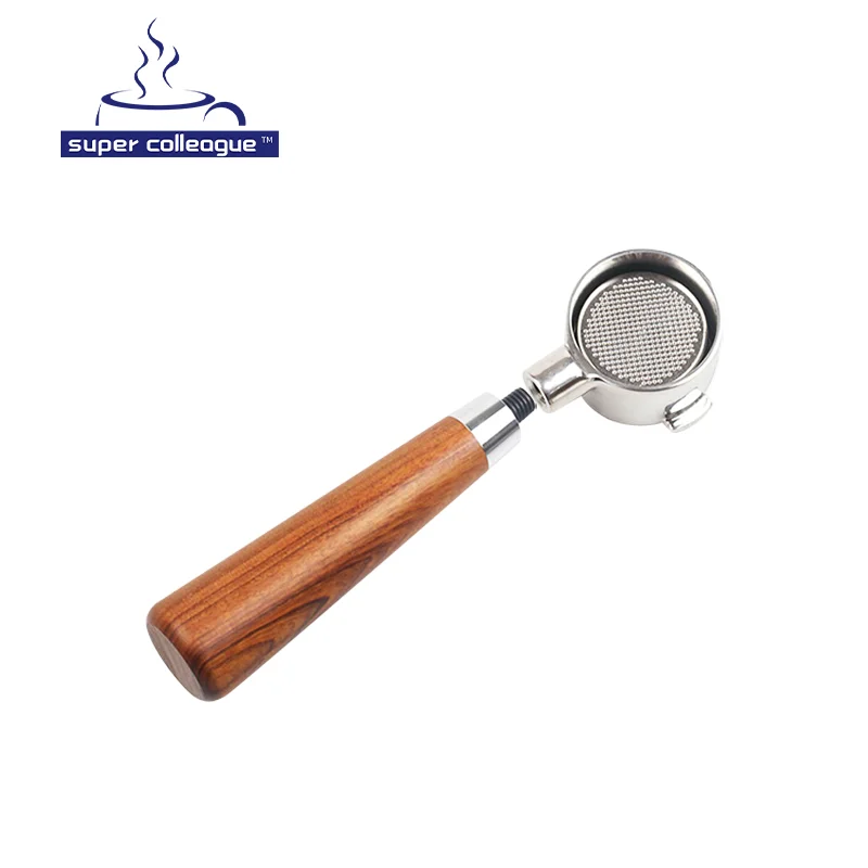 
Eco-Friendly Wood Handle Stainless Steel Coffee 51mm Portafilter Bottomless 