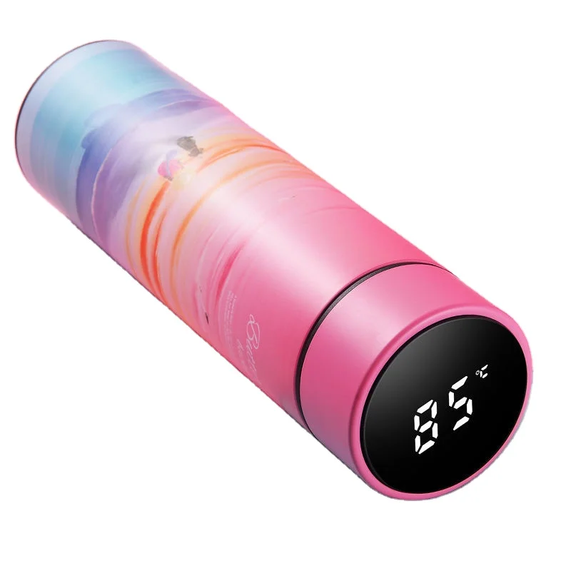 

New Product 2021 Custom Logo Temperature Display Stainless Steel Vacuum Insulated Smart LED Water Bottle