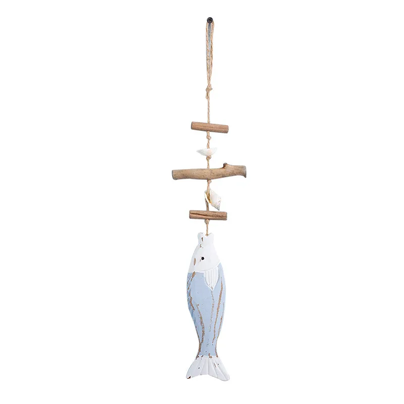 

New 3d Wall Decor Wall Mount Home Decor Wooden Drifting Shell Small Fish Pendant Background Pendant Three-Color Fish String, As photo