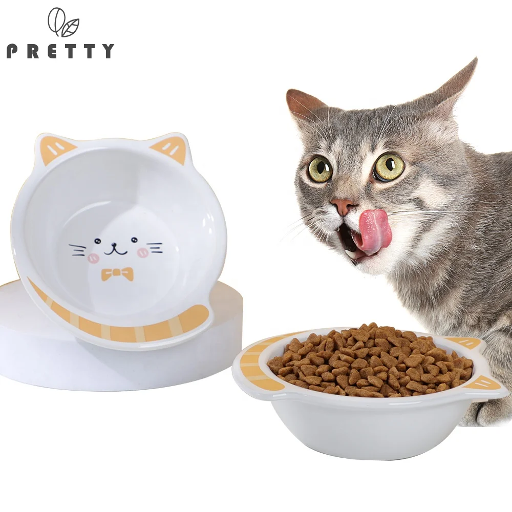 

New design ceramic cute good for cat feeder cat bowl durable ceramics pet bowl can be matched bamboo stand