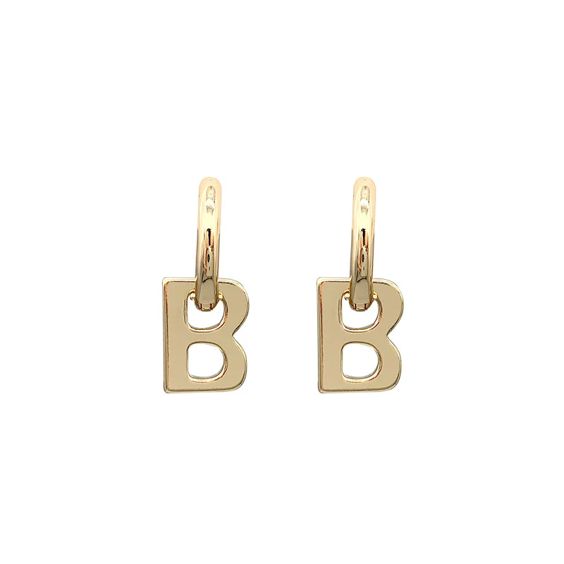 

MYSO Custom Fashion Designer Jewelry Popular Brands Stainless Steel Hoop Earrings Gold Filled Letter B Earrings