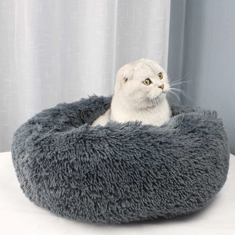 

The Dogs Bed Round Sleep Donut Dog Bed Small to XL Premium Quality Calming Anti-Anxiety Nest Plush Bed, Picture