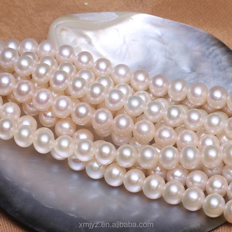 

ZZDIY098 Freshwater Pearl 8-9Mm Aaa1 Almost Round Flawless Semi-Finished Necklace Natural Pearl Necklace