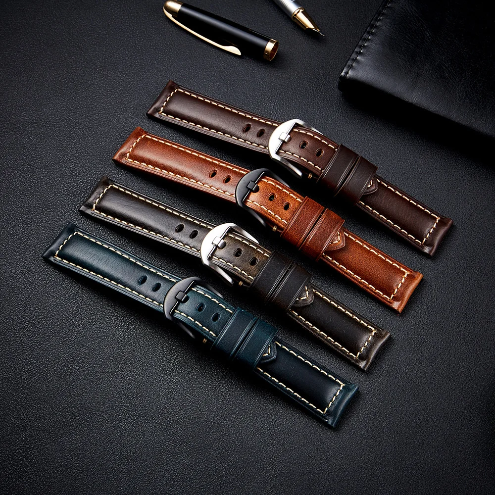 

Factory Vintage Genuine Leather Watch Band 22mm 24mm 26mm Color change Italian Cow Leather Watch Strap Wristband For Panera
