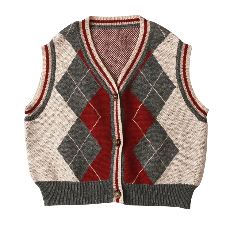 

Wholesale Fancy Baby Knitted Clothes Infant Toddlers Checkered Argyle Sweaters Set Baby Boys Two Pieces Vest Sweater Suit, Picture