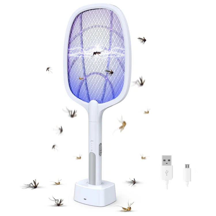

New Portable 2 in 1 Rechargeable Electronic Indoor USB Bug Zapper Mosquito Killer Racket