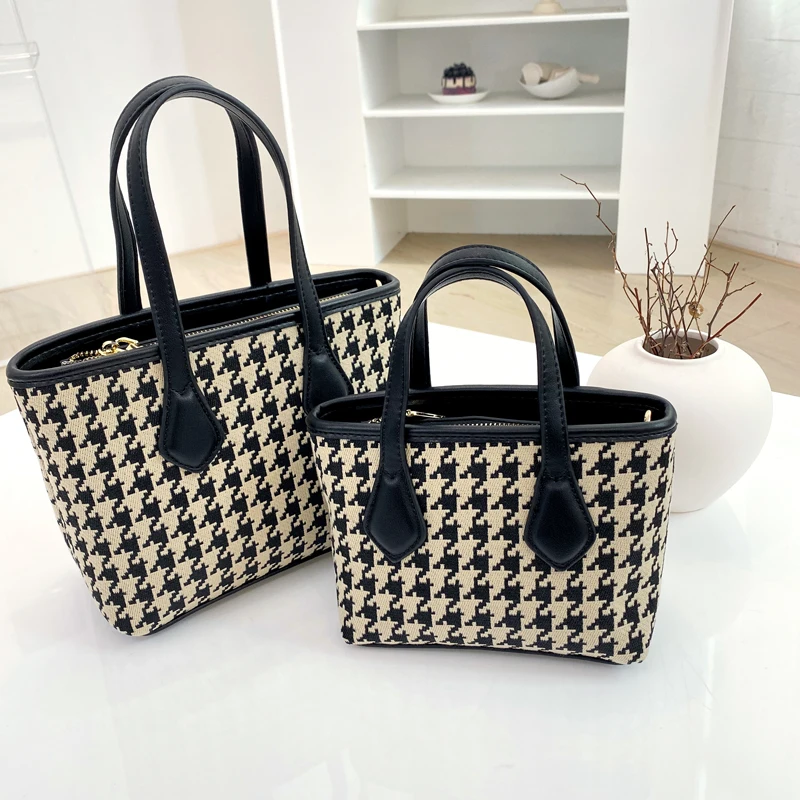 

2022 Fashion Trend Houndstooth Handbags Custom Branded Bags Luxury Women's Tote Bags, Accept custom made