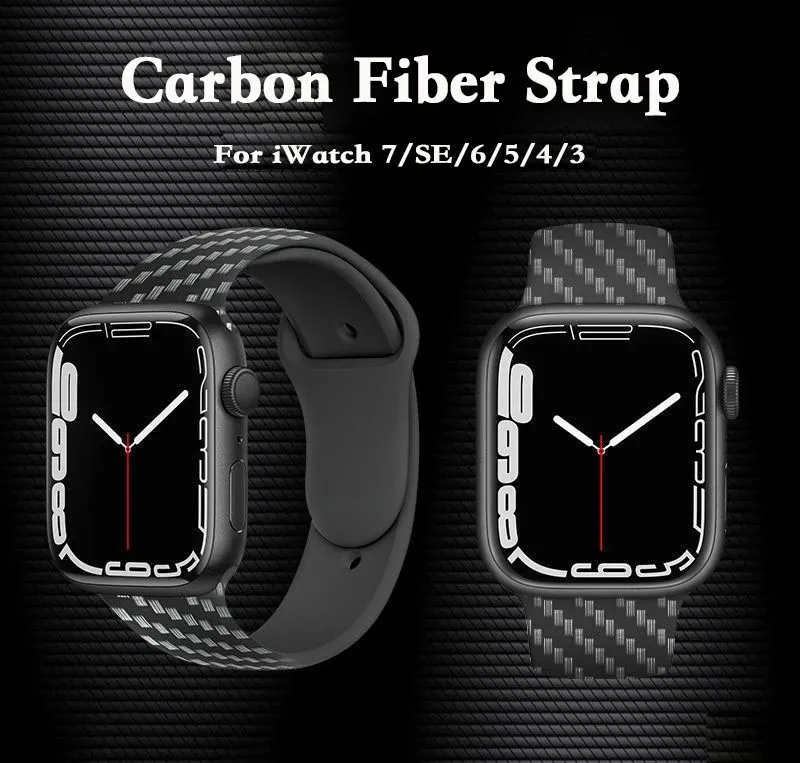 

Carbon Fiber Strap For Apple Watch Band 44mm 40mm 45mm 41mm 38mm 42mm silicone watchband bracelet iWatch serie 7 6 5 4 3 SE band