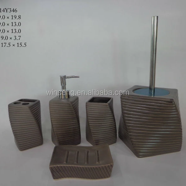 5pcs of ceramic brown bathroom accessories set for home decoration