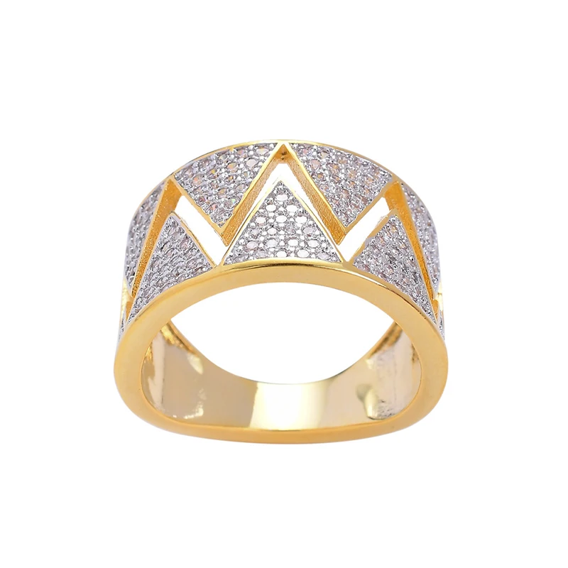 

Blues RTS Hip hop real gold plating triangular two tone men wedding rings
