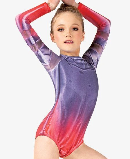 

shiny printed one piece rhythmic ballet wear suit gym dance girl custom design training dancewear gymnastic competition leotards, Customized color
