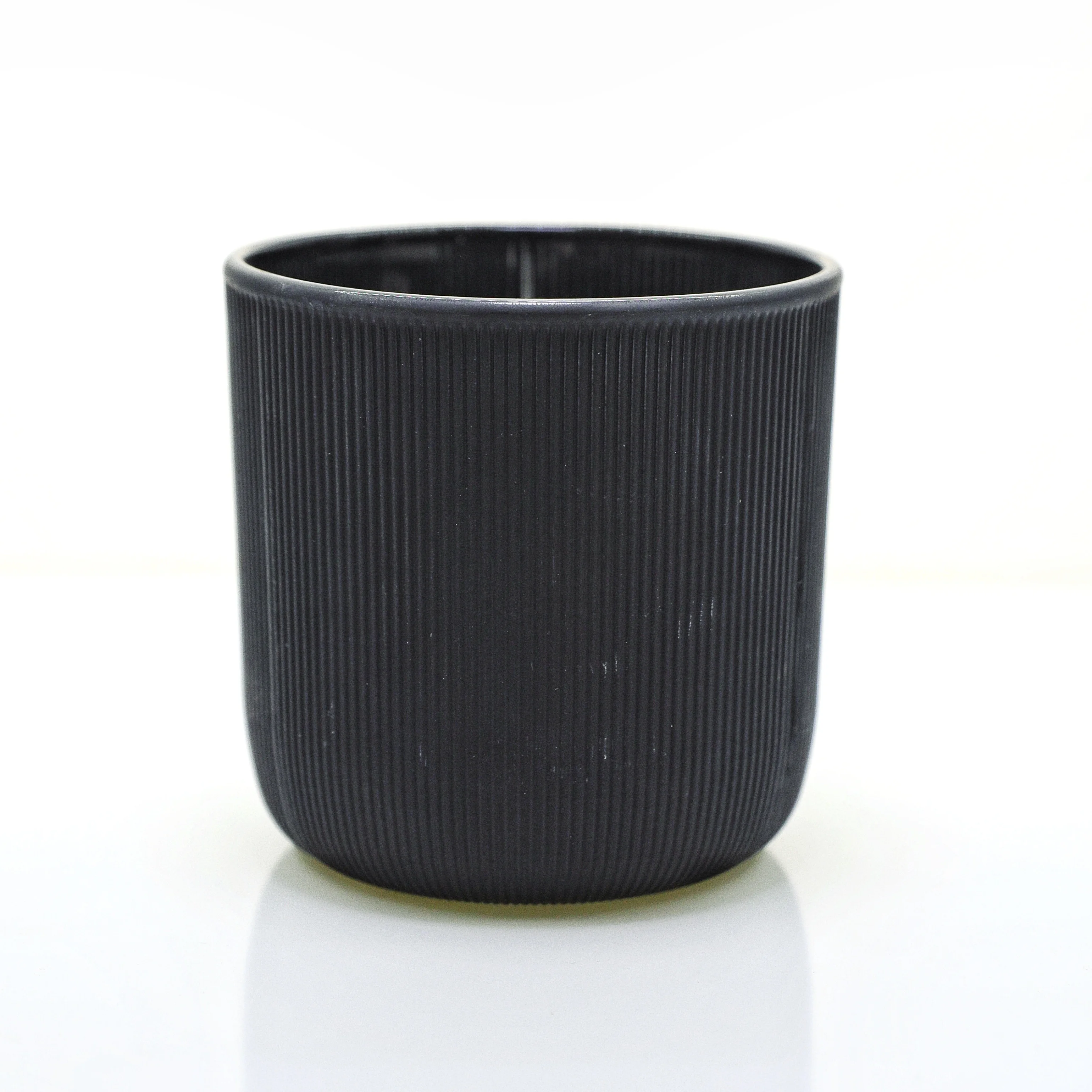 

wholesale stock items ribbed matte white black colored round bowl glass jar for candle making