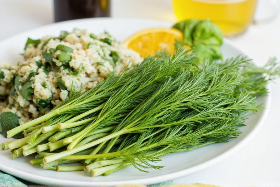 Dill herbs stored in a jar with water