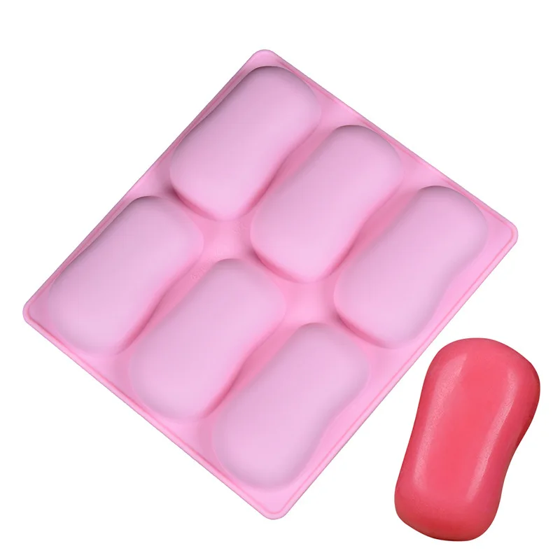

wholesale Food Grade BPA Free Non Stick DIY Handmade 6 Cavities Oval Soap Shape Silicone Molds For Soap