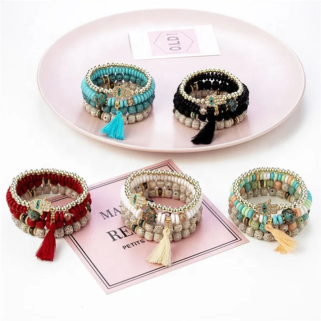 

ADELANTE Women's Jewellery Tassel Multi-Layered Bohemian Beaded Bracelet