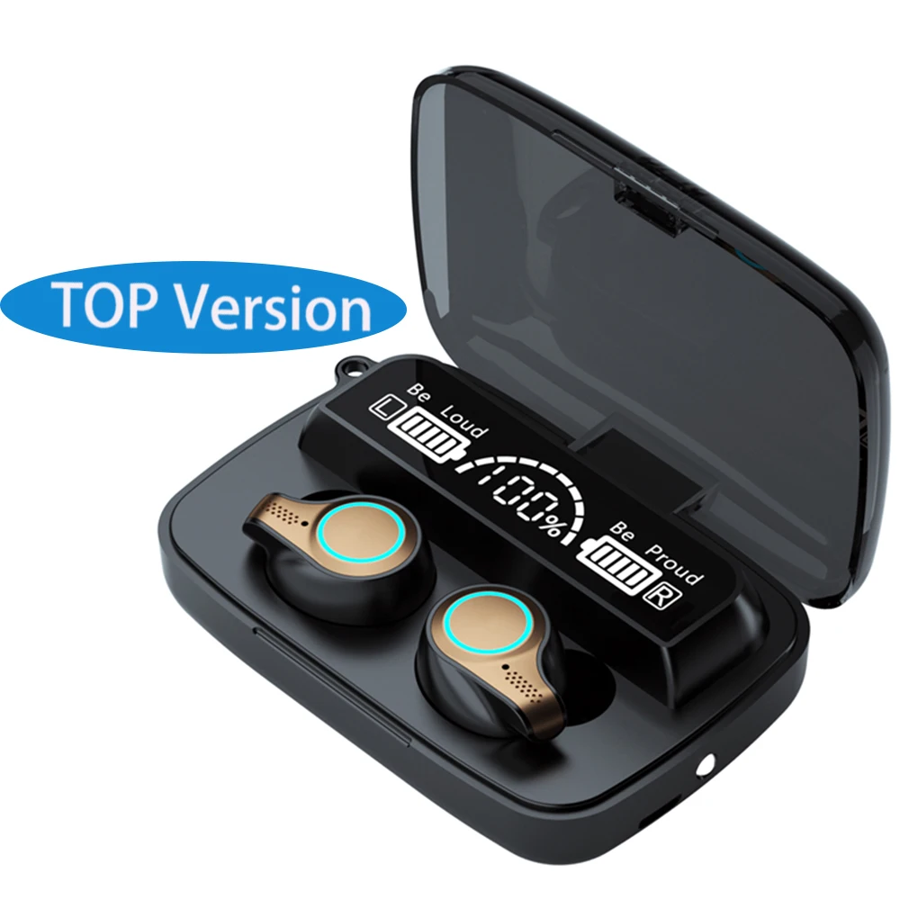 

Top Version TWS Wireless M18 earphones Touch Waterproof Mini Headset LED Digital Display F9 5C Earbuds Sports Auricular M18, Black