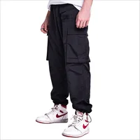 

2019 New Euramerican Trendy Multi-pocket Loose Solid High Street Cargo Mens Casual Pants