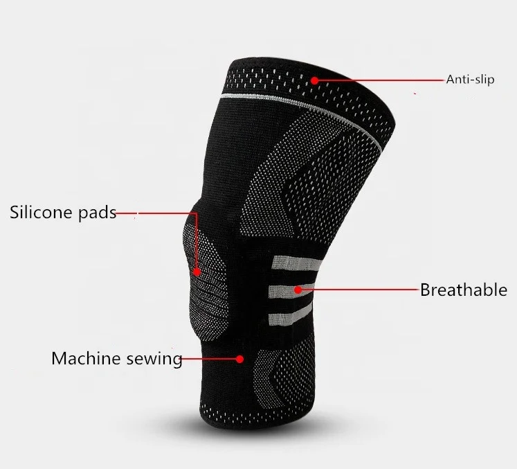 

Arthritis Sports Patella Knee Brace Compression Sleeve Elastic Knee Wraps with Gel Spring Support, Black/red/blue/gray