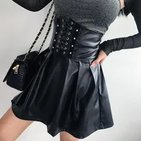 

R30219S new arrival sexy plain pu leather slim women's skirts