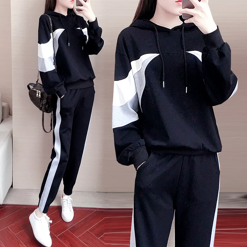 

Sportswear suit women spring and autumn 2020 new fashion Korean version loose student sweater casual woman's two piece oufit