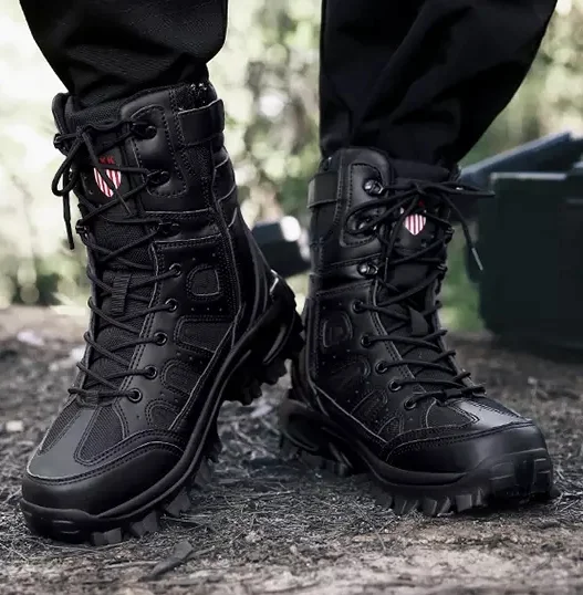 

Made in China Cross-training Boots Outdoor Tatic Military Boots, Black;sand-color