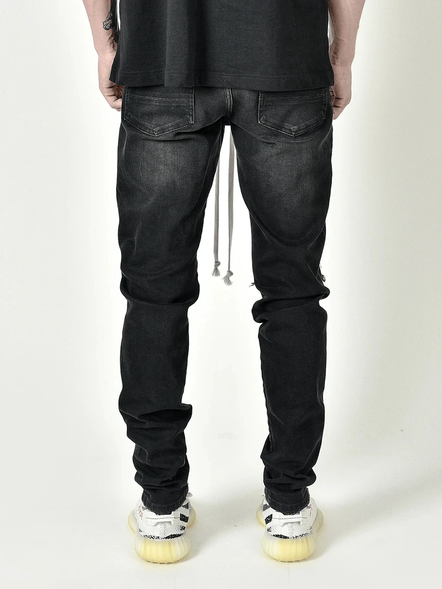 men stacked denim jeans