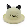 2019 New circle yarn lace cat ears curling basin cap parent-child hat children outdoor shade fisherman hat female Summer bucket