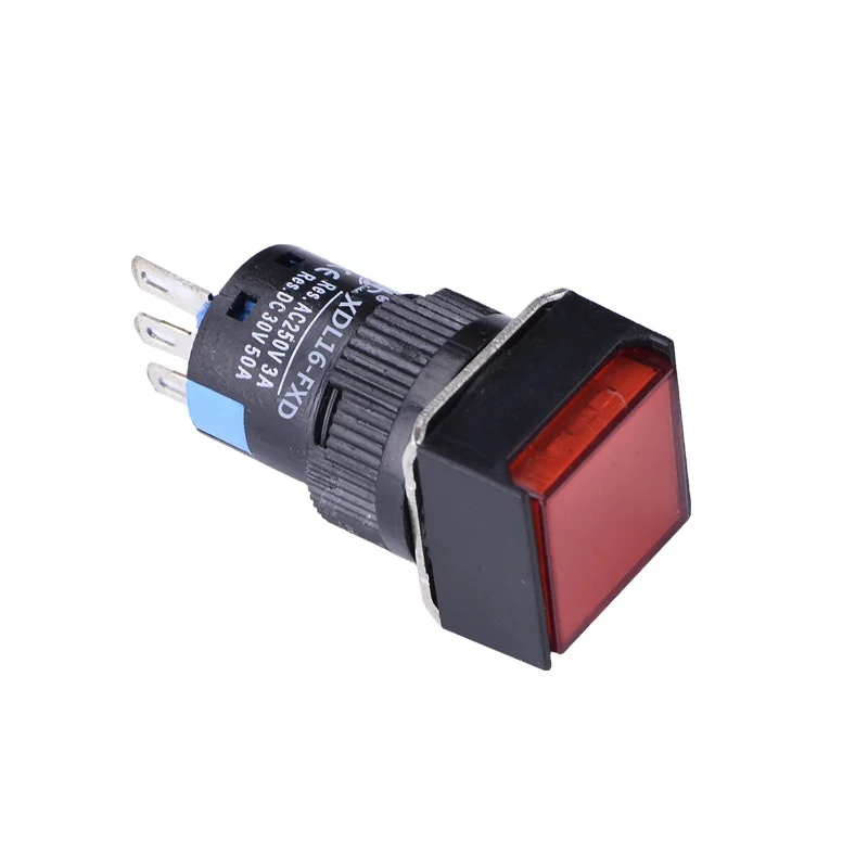 

XDL16-FXD 24v 220v equipment plastic led lamp red square push button switch with led indicator light