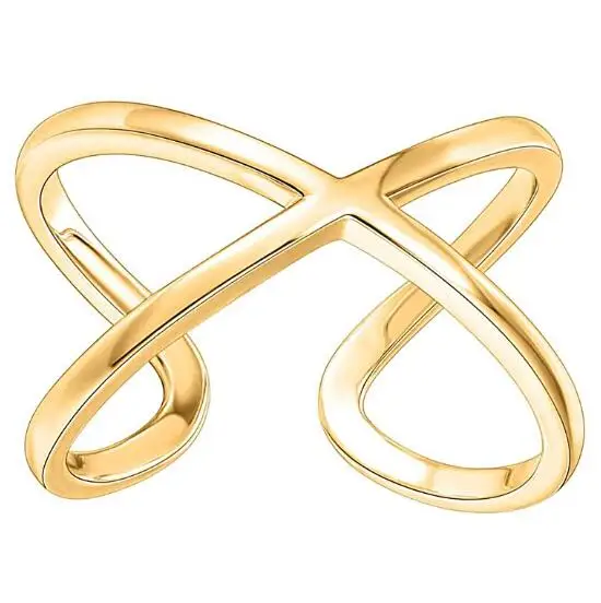 

Gold Plated Cross Twist Ring Stackable Ring x Ring for Women